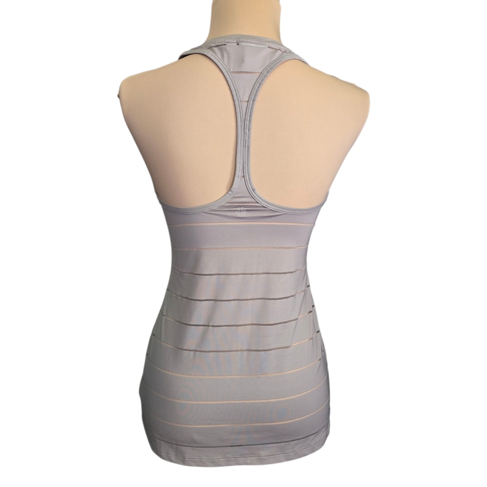 Woman's Athleta Stripe Mesh High Neck Chi Tank Gray - xxs, can fit larger - Picture 2 of 13